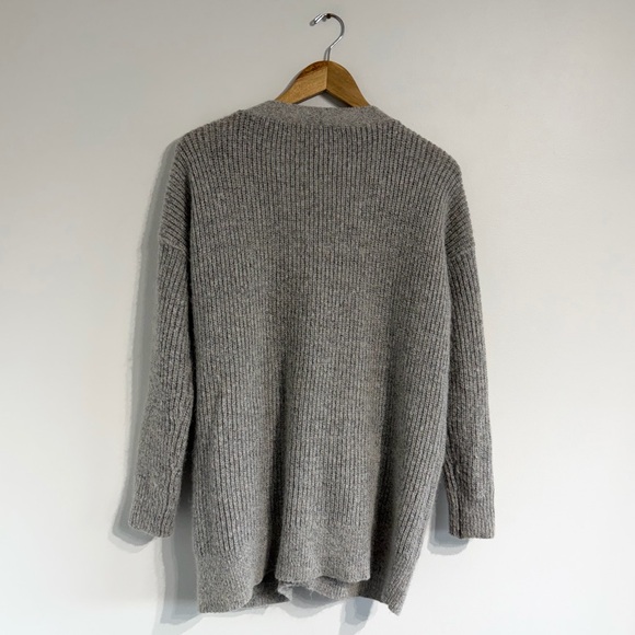Free People Cloudy Day Cardigan light grey alpaca mohair wool grandpa boyfriend - Picture 3 of 12